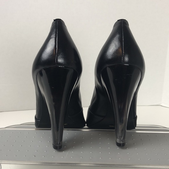 BCBG Girls Lucite Heel Peep Toe Black Shoes size 10 - Picture 6 of 16